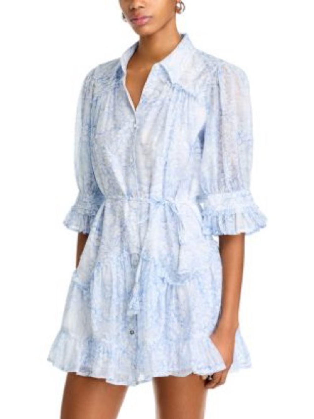 cinq a sept -Gwendolyn - Light Blue scenic toile ruffled dress